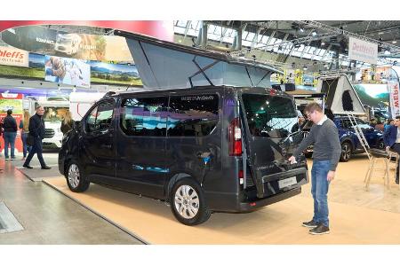 Heckklappe, Aufstelldach, Seitenansicht, Fahrerseite, CMT Stuttgart, Mann, Messestand