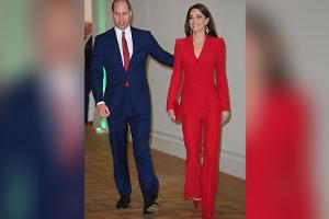 Royaler Business-Look: Prinzessin Kate glänzt in rotem Hosenanzug