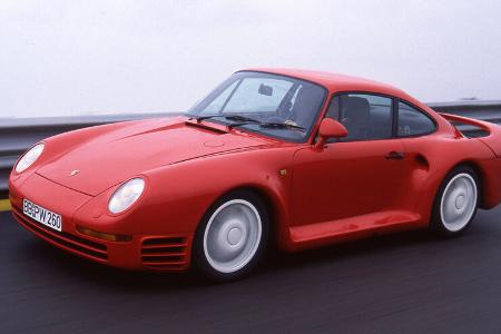 Ferrari F 40, Mercedes AMG 6.0 32 V, Porsche 959, Ruf-Porsche CTR, Hochgeschwindigkeits-Vergleich 1988