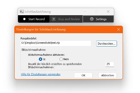 Um beispielsweise Fehler Schritt für Schritt zu protokollieren oder Software-Anleitungen zu erstellen lassen sich Klickfolgen als Screenshots aufnehmen.