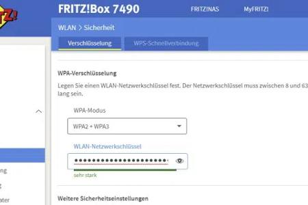 Stellen Sie sicher, dass Ihr Funknetz mit WP2 oder WPA3 verschlüsselt ist und über ein sicheres Passwort verfügt.