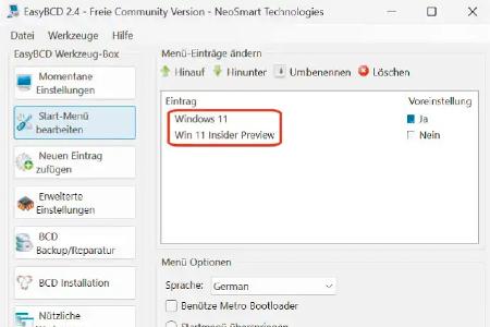 Bei der parallelen Installation zweier Windows-Versionen heißen beide Systeme im Bootmanager unter Umständen gleich. Mit dem Tool Easy BCD lässt sich dies einfach korrigieren.