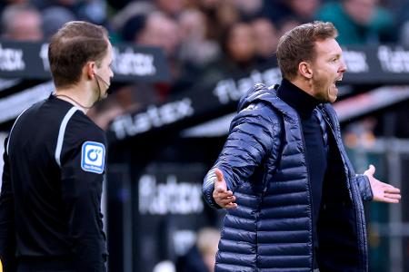 18. Februar 2023 - Nagelsmann-Ausraster schlägt hohe Wellen - Nach dem 2:3 in Gladbach bepöbelt Nagelsmann das Schiedsrichtergespann als 'weichgespültes Pack'. Das DFB-Sportgericht belegt ihn mit einer Strafe von 50.000 Euro.