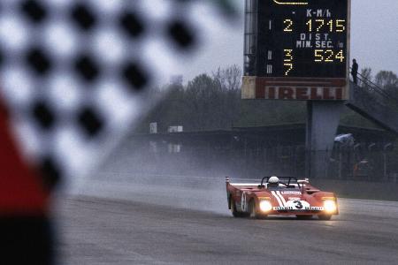 1972 Monza 1000 kms AUTODROMO NAZIONALE MONZA, ITALY - APRIL 25: Brian Redman / Arturo Merzario, SpA Ferrari SEFAC, Ferrari 312 PB 0884 during the Monza 1000 kms at Autodromo Nazionale Monza on April 25, 1972 in Autodromo Nazionale Monza, Italy