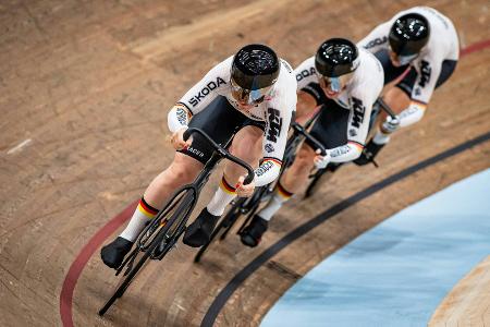Bahnrad-WM: Deutsches Teamsprint-Trio mit Weltrekord zu Gold Bahnrad-WM: Deutsches Teamsprint-Trio mit Weltrekord zu Gold