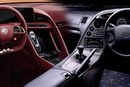 MG Cyberster Interieur Vergleich Toyota Supra Collage 2023