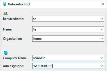 Installation automatisieren: Im Abschnitt 