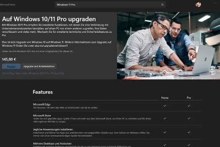 Upgrade-Option in der Microsoft Store-App.