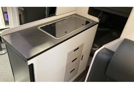 Küchenzeile, Kühlschrank, Schubladen, Herdabdeckung