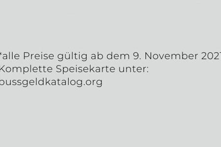 Bußgeldkatalog Speisekarte