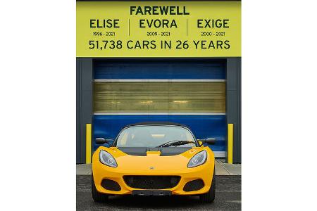 Lotus Elise, Exige, Evora Produktionsende