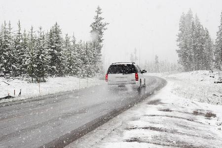 Winter, Schnee, Straße, Auto