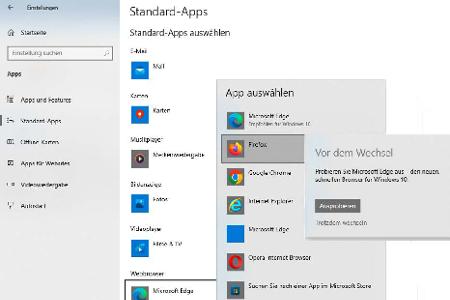 Windows 10 erleichtert den Wechsel des Standardprogramms für insgesamt sechs Anwendungsszenarien, darunter auch das Surfen im Internet.