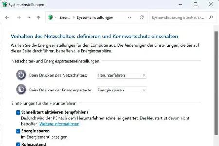 Um einen Desktop-PC in den Ruhezustand zu versetzen, kann die entsprechende Option in den Energieeinstellungen aktiviert werden.