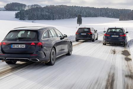 BMW 530e Touring, Mercedes e 300 e T, Volvo V90 Recharge T6 AWD