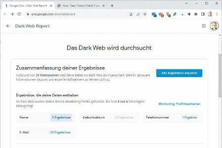 Der Dark Web Report von Google One durchsucht nicht nur nach Ihrer E-Mail-Adresse, sondern auch nach Ihrem Namen, Ihrer Telefonnummer und anderen persönlichen Informationen.
