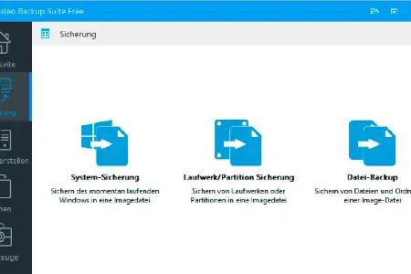 Hasleo Backup Suite umfasst sämtliche wesentlichen Backup-Funktionen, darunter die Sicherung des gesamten Systems oder einzelner Ordner mit wichtigen Daten.