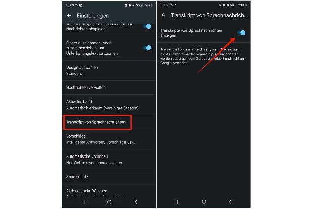 Sprachnachrichten-Transkripte helfen weiter, wenn man Audiodateien nicht laut anhören kann.