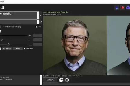 Die NMKD Stable Diffusion GUI ermöglicht es, Bilder nach Wunsch zu generieren. Zum Beispiel können Sie festlegen, dass Sie eine Darstellung von Bill Gates wünschen, wie sie von der Playstation 2 erstellt worden wäre.