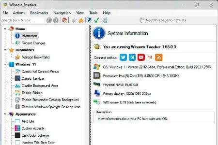 Derzeit bietet Winaero Tweaker das umfassendste Toolkit zur Anpassung der Einstellungen und des Verhaltens der Windows-Oberfläche.