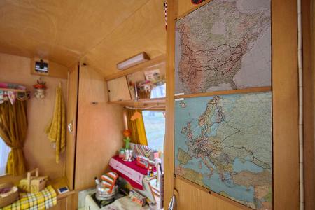 Caravan Oldtimer Dethleffs Weltkarte