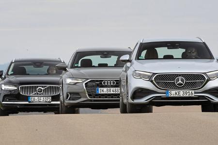 Audi A6 Avant, Mercedes E220d T, Volvo V90