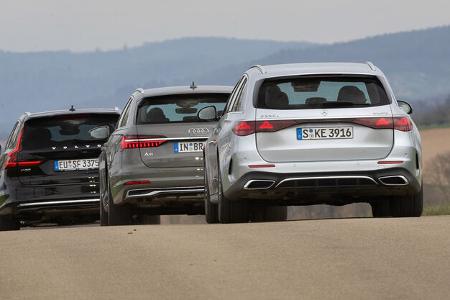 Audi A6 Avant, Mercedes E220d T, Volvo V90