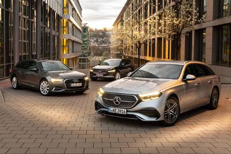 Audi A6 Avant, Mercedes E220d T, Volvo V90