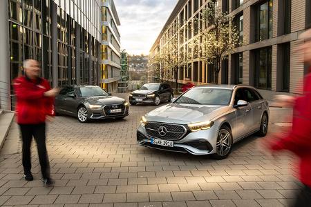 Audi A6 Avant, Mercedes E220d T, Volvo V90