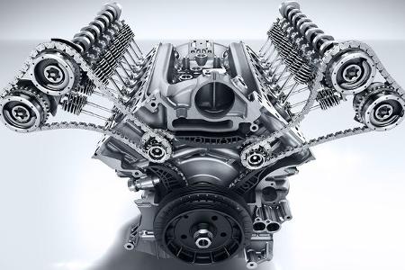 Mercedes-AMG C 63, Kurbelgehäuse, AMG 4,0-Liter V8-Biturbomotor, Motorbaureihe M177