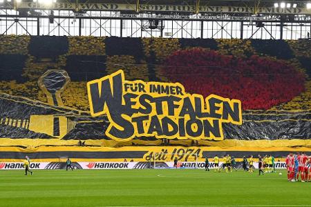 Bundesliga: Borussia Dortmund - Union Berlin - Am 27. Spieltag der Saison 2022/23 feiern die BVB-Fans ihr Wohnzimmer: 'Für immer Westfalenstadion' heißt es.