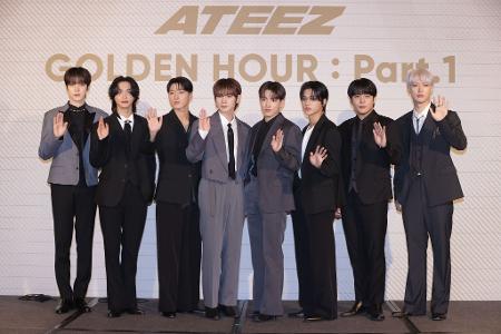 Die südkoreanische K-Pop-Gruppe Ateez stellt in Seoul ihres zehnten Mini-Album 