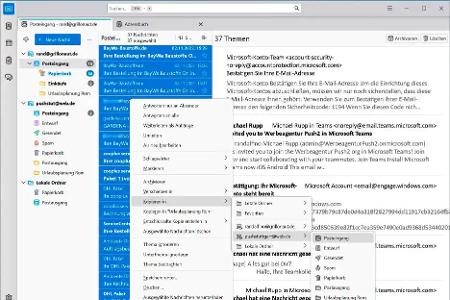 Nachdem Sie sowohl das alte als auch das neue E-Mail-Konto in Thunderbird hinzugefügt haben, kopieren Sie den Posteingang sowie die Inhalte der anderen Mailordner in das neue Konto.