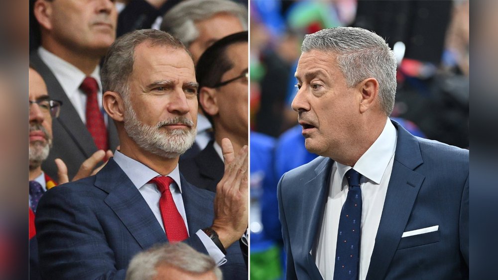 El Rey Felipe VI y Joaquín Llambi por España en el estadio de la Eurocopa