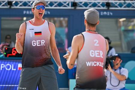 Beachvolleyball: Ehlers/Wickler im Viertelfinale Beachvolleyball: Ehlers/Wickler im Viertelfinale