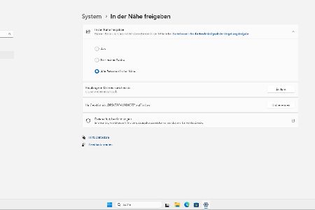 Die Einstellungen für Nearby Share in Windows 11.