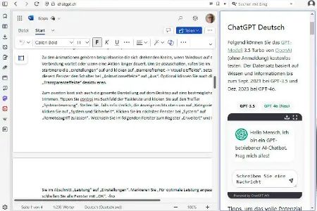 Der Vivaldi-Browser ermöglicht es, geöffnete Tabs in nebeneinander angeordneten Kacheln anzuzeigen. So können Sie ChatGPT und die Online-Version von Microsoft 365 komfortabel gleichzeitig nutzen.