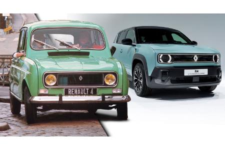Renault 4 E-Tech R4 Original Alt Neu Collage
