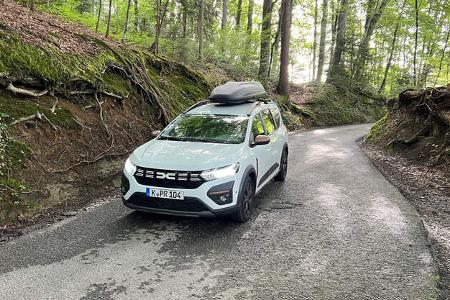 Dacia im Wald von vorne