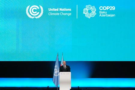 Ilham Aliyev, Präsident von Aserbaidschan, spricht auf dem UN-Klimagipfel COP29. (Archivbild)