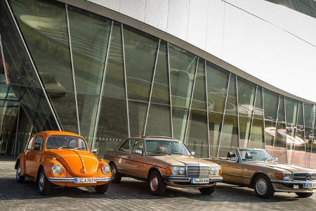 VW Käfer, Mercedes-Benz W123, Mercedes-Benz R107