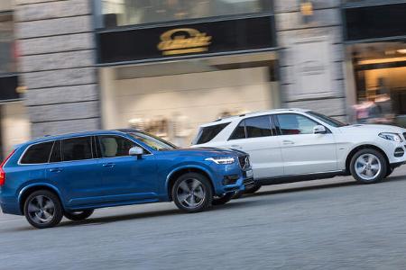 Mercedes GLE 500e, Volvo XC90 T8, Seitenansicht