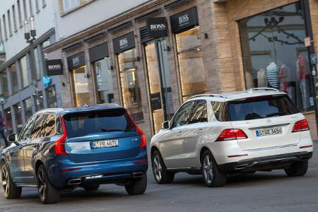 Mercedes GLE 500e, Volvo XC90 T8, Heckansicht