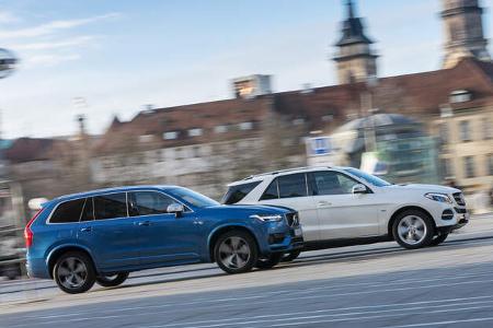 Mercedes GLE 500e, Volvo XC90 T8, Seitenansicht