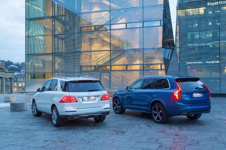 Mercedes GLE 500e, Volvo XC90 T8, Heckansicht