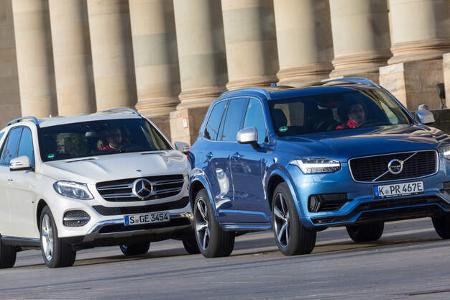 Mercedes GLE 500e, Volvo XC90 T8, Frontansicht