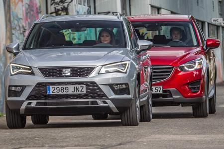Mazda CX-5 2.0 G 165, Seat Ateca 1.4 TSI, Frontansicht
