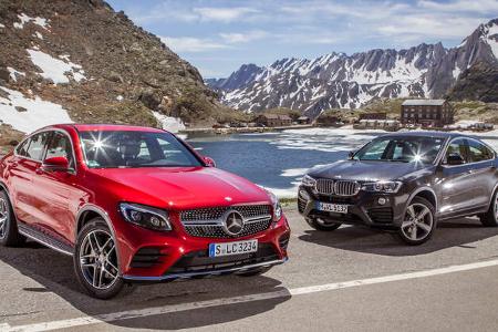 BMW X4, Mercedes GLC Coupé, Frontansicht