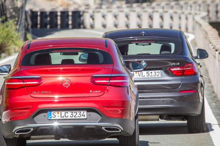 BMW X4, Mercedes GLC Coupé, Heckansicht