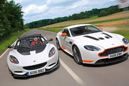 Aston Martin V12 Vantage S, Lotus Elise Cup 250, Frontansicht